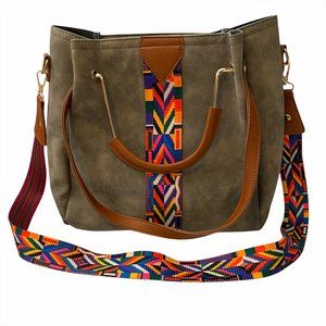 Boho Chic Gray Aztec Hand/Shoulder/Cross Body Bag